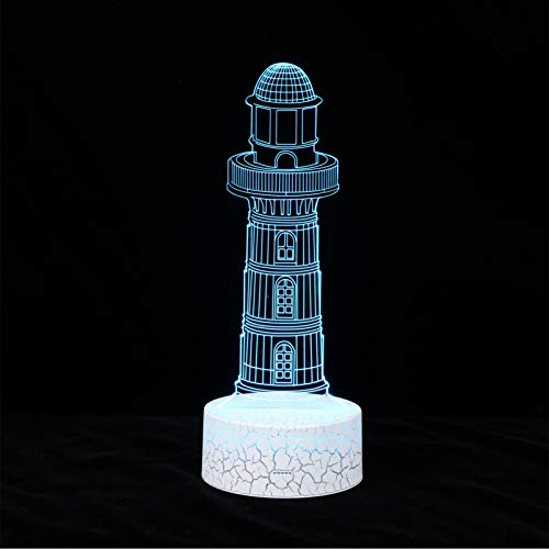 SOLUSTRE Leuchtturm 3D Führte Visuelle Lampe Nachtlicht Berührungssensor Tisch Schreibtisch Optische Täuschung Lampen Farbwechsel Lichter von SOLUSTRE