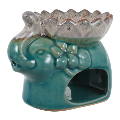 SOLUSTRE Lotus Design Keramik Räuchergefäß Aromalampe für Ätherische Öle Dekorativer Duftbrenner mit Langlebigem Material Eleganter Aromadiffusor für Büro Wohnzimmer Teestube und Hotel von SOLUSTRE