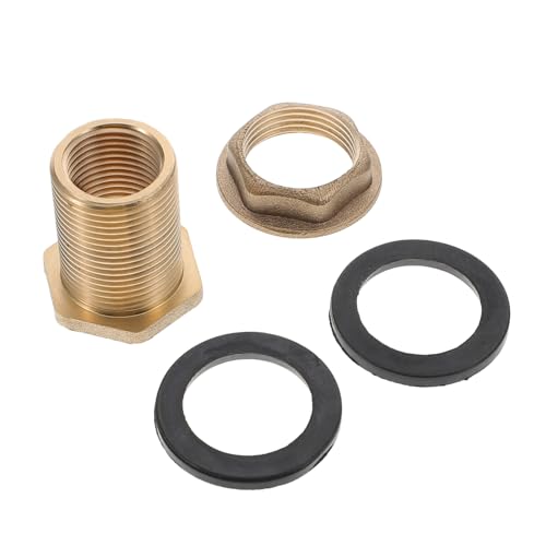 SOLUSTRE Messing Durchführungsverschraubung Gewinde Gartenschlauchanschluss mit Dichtungen Auslauftest Wasserbehälter Verbindung für Regentonne Wassertank Eimer von SOLUSTRE