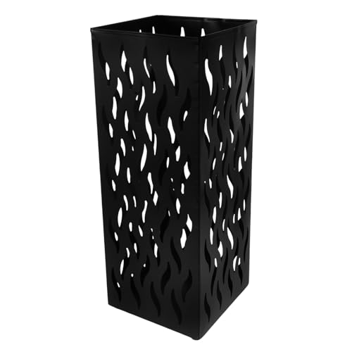 SOLUSTRE Metall Regenschirmständer Quadratisch Langlebig Platzsparend Freistehend Vielseitiger Organizer für Eingangsbereich Wohnzimmer Büro Schwarzer Schirmhalter und Gehstockhalter von SOLUSTRE