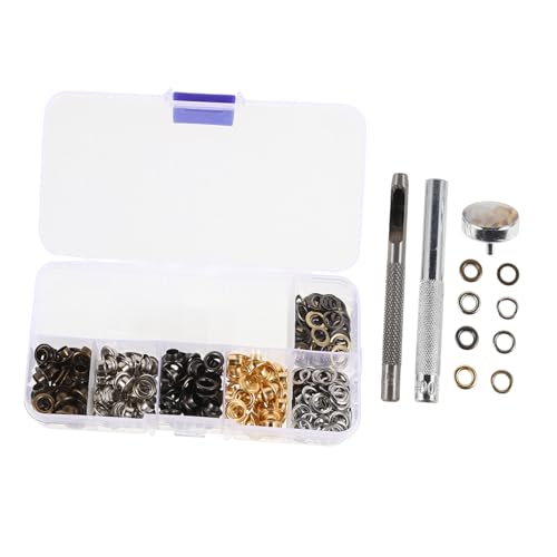 SOLUSTRE Metallösen in Farben mit Werkzeug und Aufbewahrungsbox Leichte Langlebige Hohlnieten für Kleidung Taschen Schuhe Robustes Grommet Tool Kit für DIY Projekte von SOLUSTRE