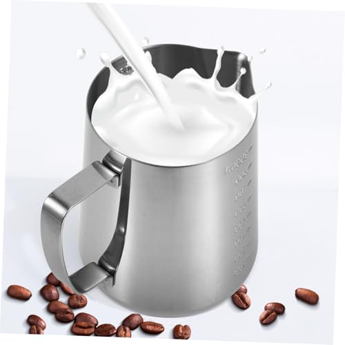 SOLUSTRE Milchkännchen aus Edelstahl mit Spitzem Ausguss und Ergonomischem Griff Milchaufschäumer für Cappuccino Latte Art Vielseitiger Milchaufschäumer Behälter für Kaffee und Getränke von SOLUSTRE