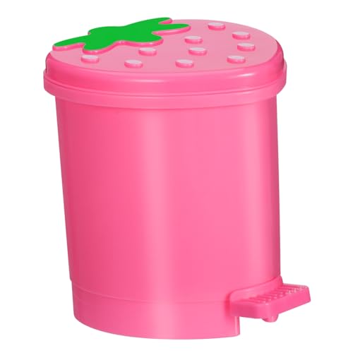 SOLUSTRE Mini Desktop Mülleimer Erdbeer design Kompakter Tischabfalleimer aus Robustem Material Platzsparend für Küche Büro Schlafzimmer Praktischer Kleiner Papierkorb ohne Deckel von SOLUSTRE