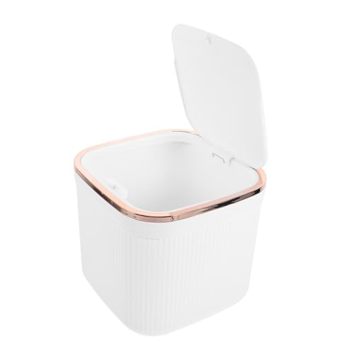 SOLUSTRE Mini Desktop Mülleimer mit Deckel Kleiner Kreativer Abfallbehälter für Zuhause und Büro Kompakter Tischabfalleimer mit Schickem Design Praktisch für Schreibtisch und Badezimmer von SOLUSTRE