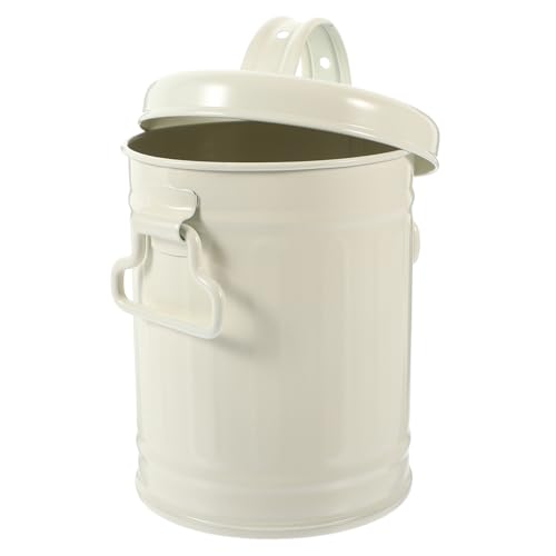SOLUSTRE Mini Desktop Mülleimer mit Deckel Vielseitiger Eiseneimer als Stiftehalter und Kosmetik Organizer Kompakter Tischabfalleimer für Büro und Zuhause Dekoratives Aufbewahrungsgefäß von SOLUSTRE
