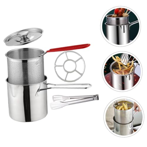 SOLUSTRE Mini Fritteuse aus Kompakter Frittierkorb und Topf Hitzebeständig mit Silikongriff für Pommes Gemüse Fleisch Sicherer Ölfrittier Einsatz für Herd und Outdoor SOLUSTRE Mini Fritteuse aus Kompakter Frittierkorb und Topf Hitzebeständig mit Silikongriff für Pommes Gemüse Fleisch Sicherer Ölfrittier Einsatz für Herd und Outdoor von SOLUSTRE