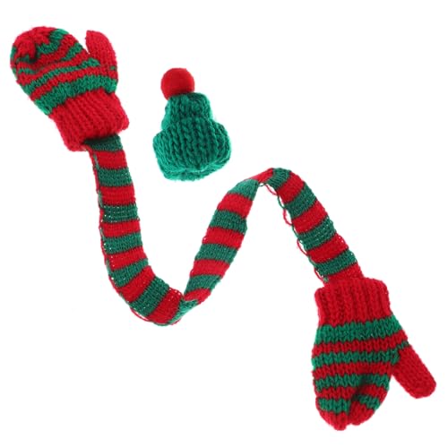 SOLUSTRE Mini Gestrickter Schneemann Hut und Schal Robuste Weihnachtsdeko für Puppen Weinflaschen Christbäume Vielseitig Einsetzbar Rot Weiß Kompakt und Flexibel Festliche von SOLUSTRE