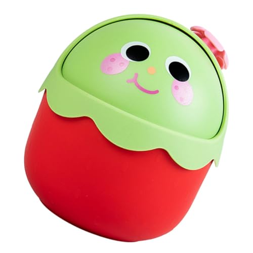 SOLUSTRE Mini Tischmülleimer mit Deckel Süßer Cartoon Abfalleimer für Schreibtisch und Tisch Kompakter Müllbehälter Rot für Büro und Schlafzimmer von SOLUSTRE
