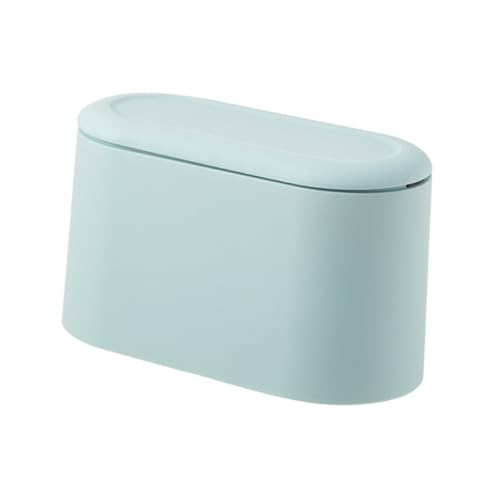 SOLUSTRE Mini Tischmülleimer mit Druckdeckel Kleiner Kunststoff abfalleimer für Haushalt und Büro Kompakter Aufbewahrungseimer für Kleine Abfälle Praktischer Desktop Kosmetik Mülleimer von SOLUSTRE