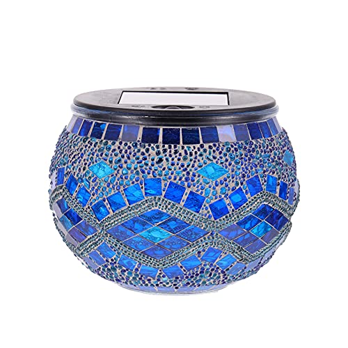 SOLUSTRE Mosaik Licht Tischleuchte Aus Solarglas Outdoor Solar Laterne Sonnenlicht Solar-rasenleuchten Rasenlampe Solarlampe Solar Laterne Licht Auffahrt Lichter Kristallglas Haushalt von SOLUSTRE