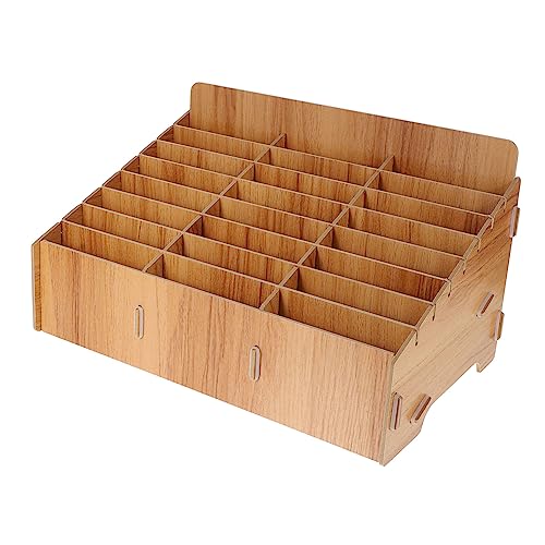 SOLUSTRE Multifunktionale Mehrteilige Holz aufbewahrungsbox mit Fächern für Mobiltelefone Mobiler Organizer für Büro Klassenzimmer und Besprechungsräume Natürliche Holzoptik Sichere und von SOLUSTRE