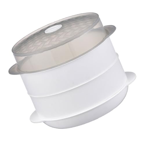 SOLUSTRE Multifunktionaler Dampfgarer für Mikrowelle Großer Grauer Doppellagiger Steamer Hitzebeständig Feuchtigkeitserhaltend Vielseitig für Brot Reis Dampfbrötchen Einfache Handhabung von SOLUSTRE