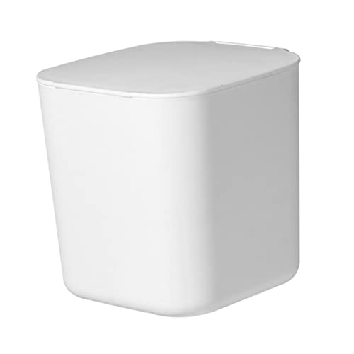 SOLUSTRE Multifunktionaler Desktop Mülleimer Weiß mit Deckel Kompakter Kosmetikeimer und Makeup Tools Halter Vielseitiger Tischabfalleimer für Büro Bad und Wohnzimmer Platzsparend und von SOLUSTRE