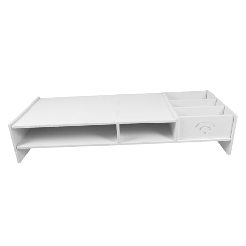 SOLUSTRE Multifunktionaler Monitorständer mit Schublade Ergonomischer Laptopständer zur Desktop erhöhung Platzsparender Schreibtisch Organizer für Büro und Home Office Verbesserte Kühlung von SOLUSTRE