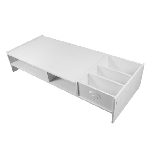 SOLUSTRE Multifunktionales Lagerregal Schreibtisch Laptop- Riser Anzeigen Computermonitor-Riser Desktop-bücherregal Weiß Plastik von SOLUSTRE