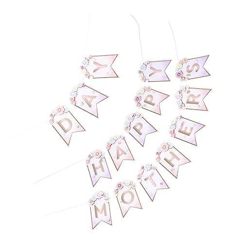 SOLUSTRE Muttertag Dekoration Wimpelkette Blumen Fischschwanz Banner Vielseitiges Party Hintergrundbanner für Innen und Außen Langlebiges Gestaltetes Festtagsornament von SOLUSTRE