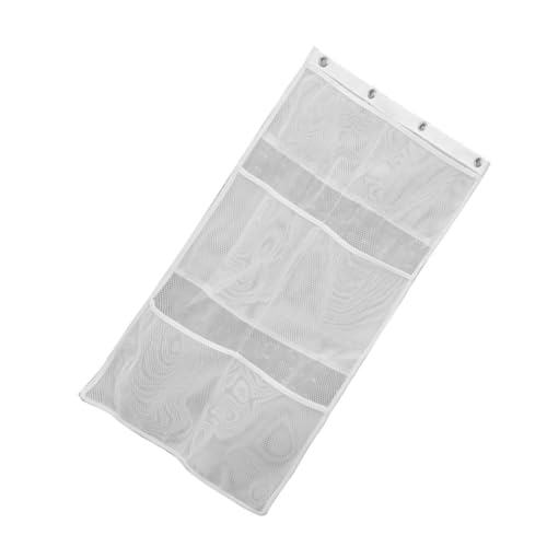 SOLUSTRE Netz-Organizer-Tasche Zum Aufhängen Für Dusche Und Badezimmer Dusch-Organizer Mit Mesh-Aufbewahrungstasche Gardinenstangen-Einlage Haken Duschtasche Weiß von SOLUSTRE