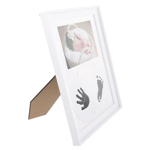 SOLUSTRE Neugeborenen Hand und Fußabdruck Bilderrahmen Kreatives Foto Frame für Jungen und Mädchen Personalisierbar Erinnerungsstück zur Dokumentation des Monatlichen Wachstums Stilvolle von SOLUSTRE