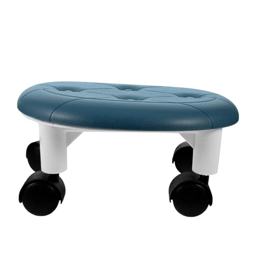 SOLUSTRE Niedriger Drehbarer Rollhocker mit Leichtem Kunststoff Glatten Rädern für Pediküre Spa und Vielseitige Nutzung zu Hause und Büro Praktischer Mobiler Sitzhocker von SOLUSTRE