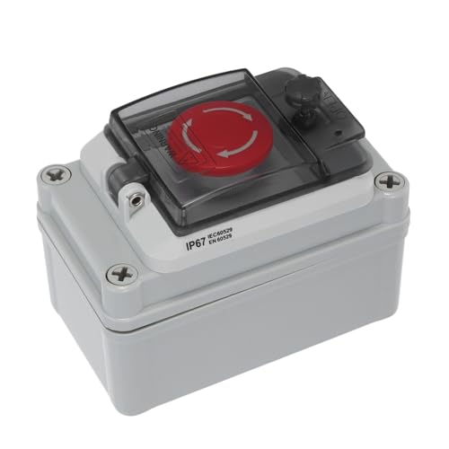 SOLUSTRE Wasserdichte Schaltbox Mit Not-aus-taster Und Kontrollknopf Für Außenbereich Multifunktionale Drucktaste Für Not-stopp Und Start Einfache Installation Robuste Materialien von SOLUSTRE