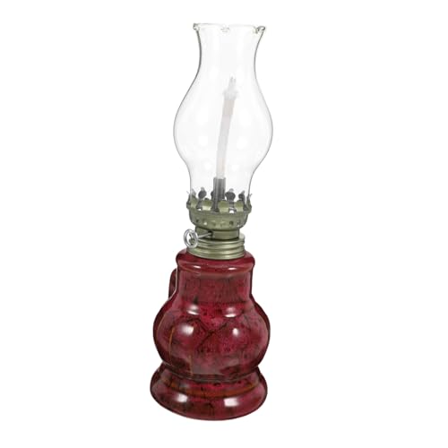 SOLUSTRE Öllaterne Aus Keramik Petroleumlaterne Für Innen Windlicht Mit Griff Vintage-Stil Für Notbeleuchtung Und Dekoration von SOLUSTRE