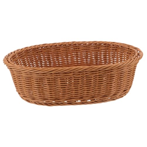 SOLUSTRE Ovaler Handgewebter Obstkorb für Küche und Haushalt Vielseitiger Brotkorb und Snack organizer Robustes Design für Obst Gemüse und Snacks Platzsparend und Pflegeleicht von SOLUSTRE