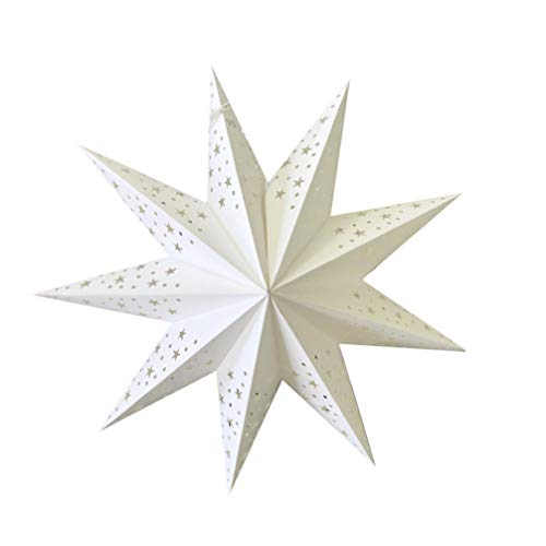 SOLUSTRE Papierstern Lampenschirm Papier Weihnachtsstern Adventsstern 45cm Weiß Aushöhlen Faltsterne OHNE Lichter Weihnachtsanhänger Hochzeit Geburtstag Weihnachten Party Weihnachtsdeko von SOLUSTRE