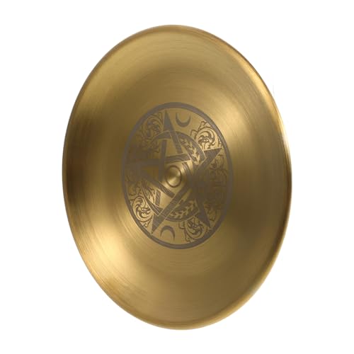 SOLUSTRE Pentagramm-Ornament Präsentationstablett rund Edelstahl -Displayständer kleines Tablett für Kerzen Teelicht Tablett rostfreies Tablett Kerzenhalter Rostfreier Stahl Golden von SOLUSTRE