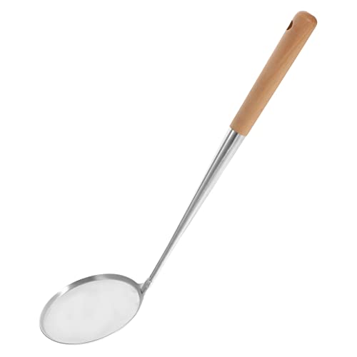 SOLUSTRE Pfannenlöffel mit Holzgriff Antihaftbeschichteter Frittierlöffel Flacher Bratlöffel für Ölgebäck Küchenwerkzeug für Snacks und Pfannkuchen von SOLUSTRE