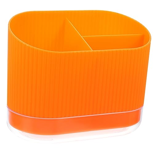 SOLUSTRE Plastik Besteckhalter mit Abnehmbarem Boden Multifunktionaler Küchen Organizer für Essstäbchen Löffel und Gabeln Praktischer Utensilienhalter in Lebhaftem Orange für Ordentliche von SOLUSTRE
