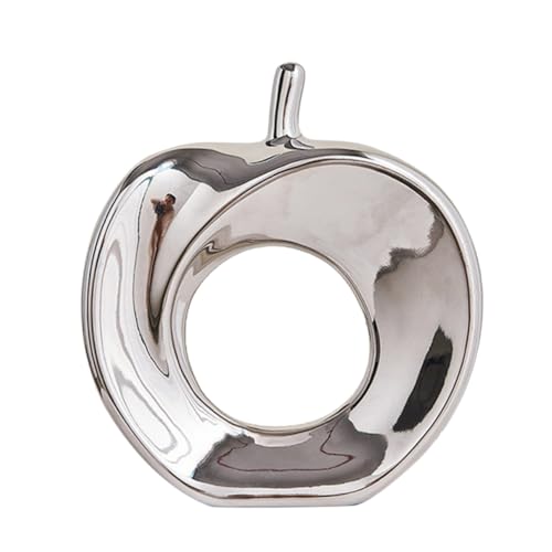 SOLUSTRE Porzellan Apfel Dekofigur Silber Desktop Obst Statue Kreative Glatte Porzellan Kunst für Zuhause Büro Stilvolle Wohnraumdekoration und Geschenkidee SOLUSTRE Porzellan Apfel Dekofigur Silber Desktop Obst Statue Kreative Glatte Porzellan Kunst für Zuhause Büro Stilvolle Wohnraumdekoration und Geschenkidee von SOLUSTRE