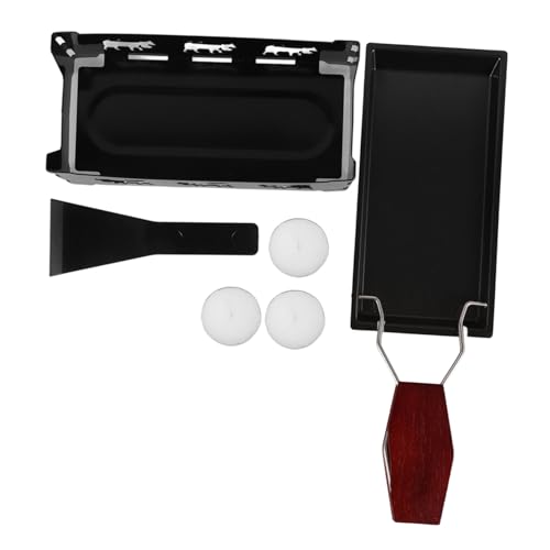 SOLUSTRE Raclette Grillset mit Holzgriff und Kerzen Faltbare Antihaft käsepfanne für Outdoor Camping Vielseitiger Käse Buttergrill Stilvolles Zubehör für Romantische Dinner und Feiern von SOLUSTRE