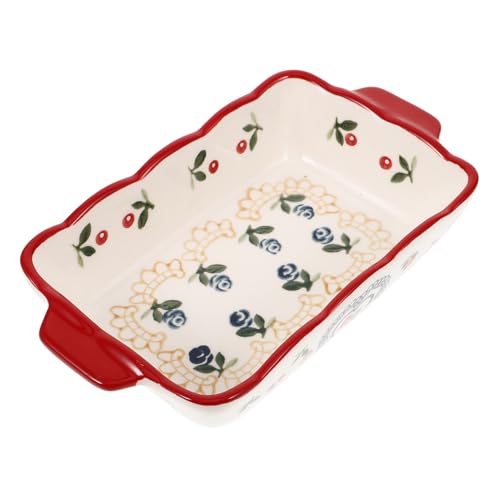 SOLUSTRE Rechteckige Keramik Backform mit Griffen für Aufläufe Pizza Lasagne Ofen und Mikrowellen Spülmaschinenfest Robust und Langlebig für Ganze von SOLUSTRE