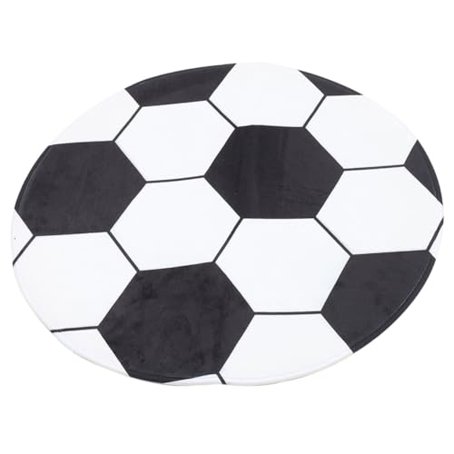 SOLUSTRE Runder Fußballteppich mit Kreativem Fußballmuster rutschfeste Bodenmatte für Wohnzimmer und Büro Strapazierfähiger Schutzteppich Dekorative Wohnraumdeko SOLUSTRE Runder Fußballteppich mit Kreativem Fußballmuster rutschfeste Bodenmatte für Wohnzimmer und Büro Strapazierfähiger Schutzteppich Dekorative Wohnraumdeko von SOLUSTRE