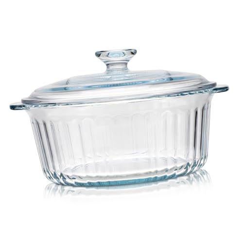SOLUSTRE Runder Glasauflauf Zum Backen Kochgeschirr Auflaufform Corning Mit Deckel Runder Auflauf Klare Töpfe Backgeschirr Auflauftopf Serviergeschirr Borosilikatglas Transparent von SOLUSTRE