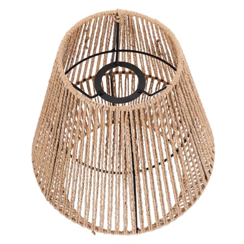 SOLUSTRE Rustikaler Handgewebter Rattan Lampenschirm Dekorative Pendelleuchte Abdeckung Vintage Lampenschirm für Esszimmer Wohnzimmer Schlafzimmer Vielseitig Einsetzbar Stabile Metall von SOLUSTRE