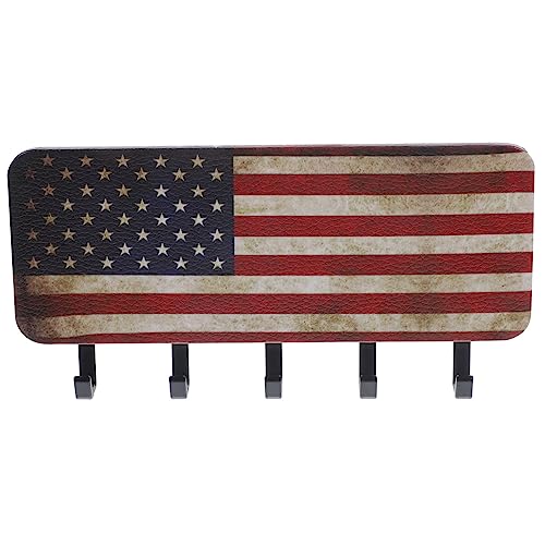 SOLUSTRE Rustikaler Wand Schlüsselhalter mit Vintage Flaggenmuster Nagelfreie Montage Multifunktionaler Organizer mit Haken für Schlüssel und Post im Eingangsbereich Langlebig und SOLUSTRE Rustikaler Wand Schlüsselhalter mit Vintage Flaggenmuster Nagelfreie Montage Multifunktionaler Organizer mit Haken für Schlüssel und Post im Eingangsbereich Langlebig und von SOLUSTRE