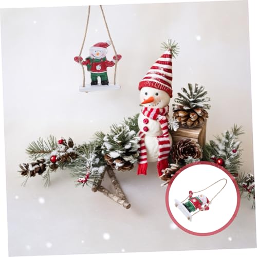 SOLUSTRE Schneemann-weihnachtsbaumdeko Aus Harz Mini-schaukelfigur Zum Aufhängen Dekorative Weihnachtsornamente Handbemalt Für Weihnachtsbaum Und Heimaufstellung von SOLUSTRE