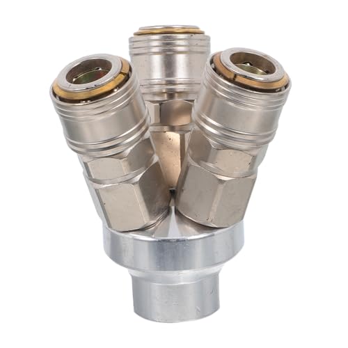 SOLUSTRE Schnellkupplung Verteiler aus Stahl Selbstsichernder Pneumatischer Luftschlauch-steckverbinder für Kompressor Werkstatt und Rohrsystem Luftkompressor Kompatible Schnellanschlüsse von SOLUSTRE