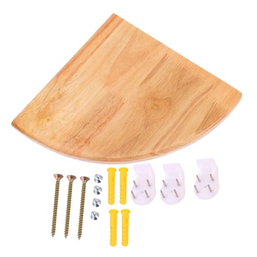SOLUSTRE Schwebendes Eckregal aus Massivem Gummibaumholz Halbrundes Wandboard Radius Dekoratives Wandregal für Wohnzimmer Schlafzimmer Küche Bad und Büro Einfache Montage mit Schrauben von SOLUSTRE