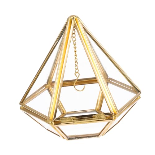 SOLUSTRE Sechseckige Glas Schmuckbox mit Transparentem Design Vintage Aufbewahrungsbox für Ringe und Schmuckstücke Dekorative Geschenkbox für Hochzeit Geburtstag und Besondere Anlässe von SOLUSTRE