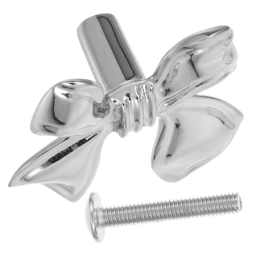 SOLUSTRE Silberner Vintage Kommodenknopf mit Schleifenform Antiker Schrankgriff aus Messing Eleganter Schubladengriff für Kommode und Schrank Dekorativer Knauf für Möbel im Europäischen von SOLUSTRE