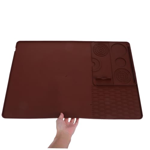 SOLUSTRE Silikon Espresso Maschinen Matte Hitzebeständig Abtropfmatte mit Abnehmbarem Tamper Pad Rutschfest für Kaffeemaschine und Geschirrständer von SOLUSTRE
