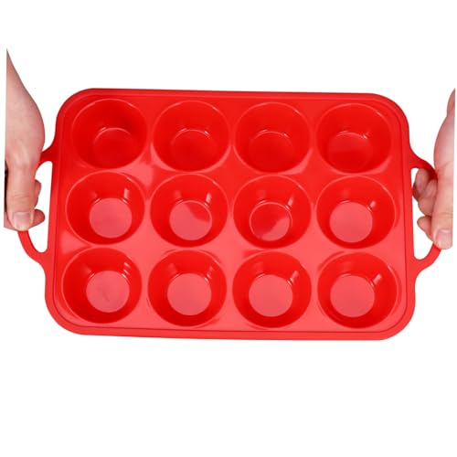SOLUSTRE Silikon Mini Kuchenform Rund Antihaft Muffin Backform mit Griffen Gleichmäßige Hitzeverteilung Vielseitig für Cupcakes Brownies Kekse für Party und Haushalt von SOLUSTRE