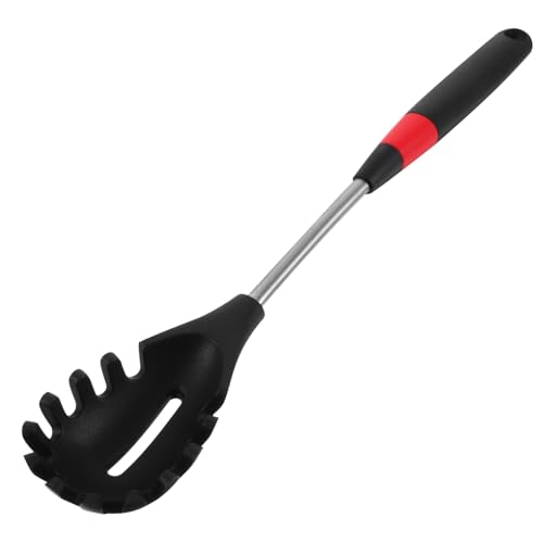 SOLUSTRE Silikon Nudel löffel mit Edelstahllanggriff Hitzebeständig und Ergonomisch Langlebig Küchenhelfer für Pasta und Nudeln Leichter Silikon kochutensil für Komfortables Servieren von SOLUSTRE