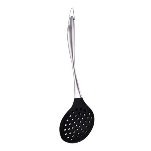 SOLUSTRE Silikon Schöpflöffel mit Edelstahlgriff Hitzebeständig Antihaftbeschichtet Ergonomisch Geformt Praktisches Küchensieb für Nudeln und Pasta Langlebiges Kochutensil für von SOLUSTRE