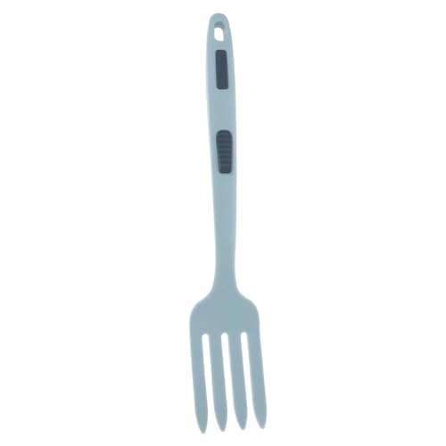SOLUSTRE Silikon kochgabel mit Langem Griff Bpa frei Hitzebeständig Rutschfest für Pasta Salat und Home Cooking Fork in Lakeblau von SOLUSTRE