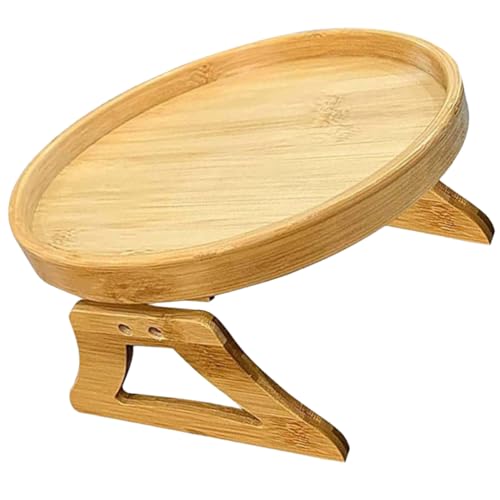 SOLUSTRE Sofa Armlehne Clip Tablett aus Holz Faltbarer Beistelltisch für Snacks Getränke und Fernbedienungen Vielseitig Einsetzbar Durchmesser und Leicht zu Reinigen von SOLUSTRE