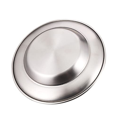 SOLUSTRE Edelstahl Serviertablett 20cm Flacher Lebensmittel Teller Multifunktional Für Snacks Obst Fleisch Spülmaschinenfestes Haushaltsgeschirr Buffet Tablett Silber von SOLUSTRE