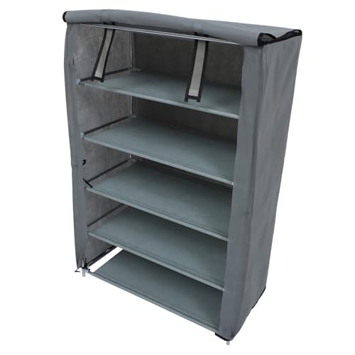 SOLUSTRE Staubdichter Schuhschrank mit Einfachem Aufbau Platzsparendes Schuhregal für Flur und Schlafzimmer Mehrschichtiger Schuhorganizer zur Übersichtlichen Schuhaufbewahrung für Kleine von SOLUSTRE